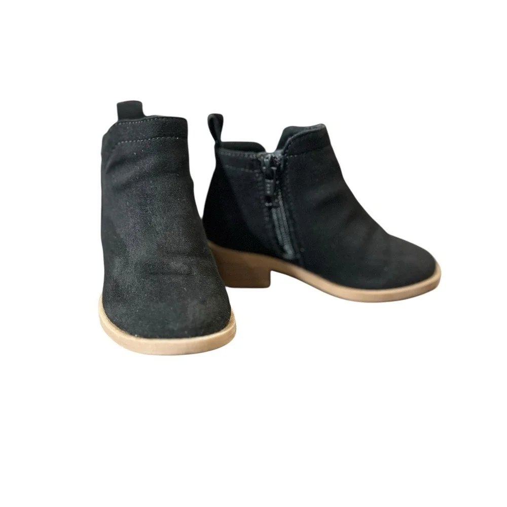 Wonder Nation Toddler Girls Ankle Boots Sz 8 Black Faux Suede Zipper Dressy
